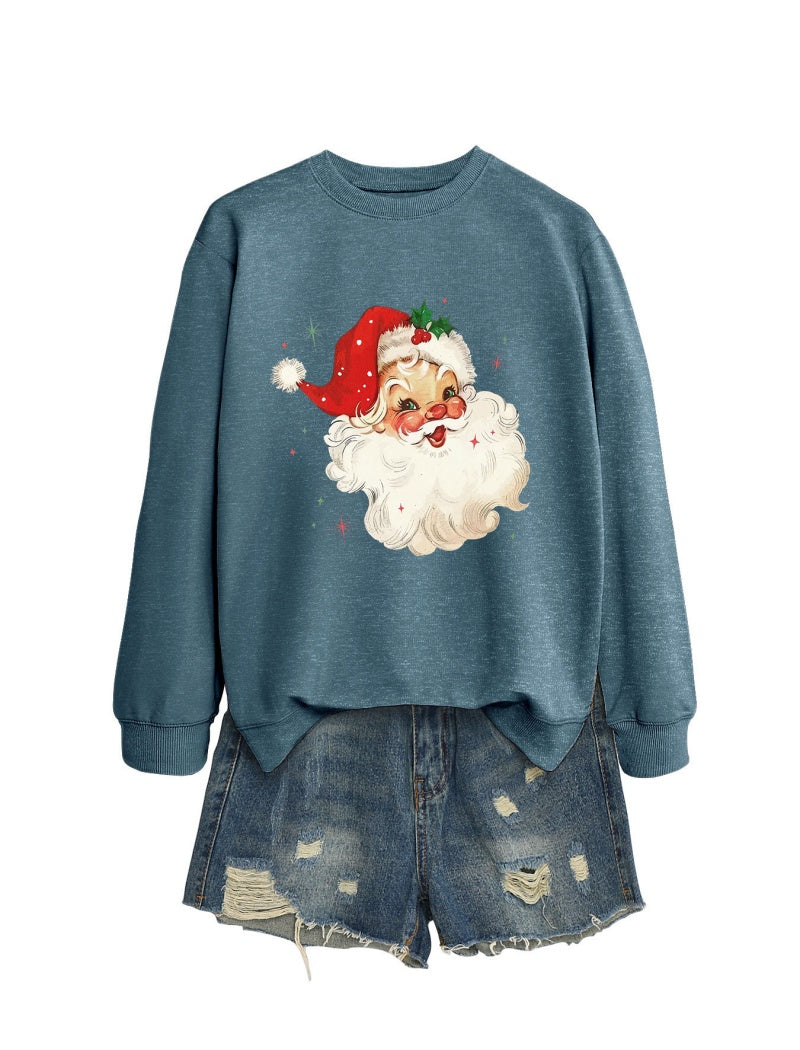 Vintage Santa Print Casual Top