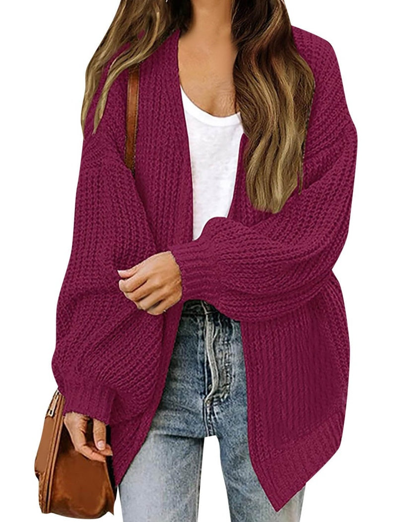 Lantern Sleeve Knit Cardigan