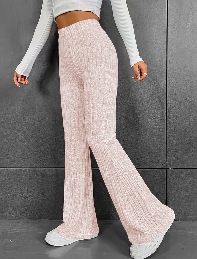 Ribbed High-Waisted Flare Pants