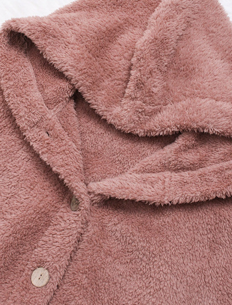 Button-Up Cozy Hooded Jacket