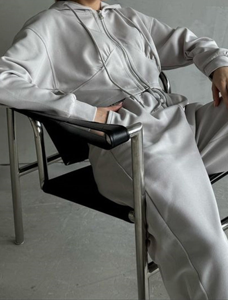 Cropped Zip-Up Hoodie and Joggers Set
