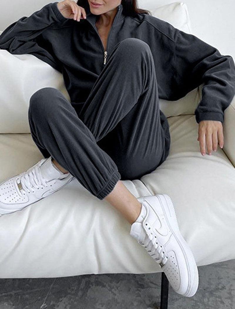 Fleece Zip-Up Lounge Set
