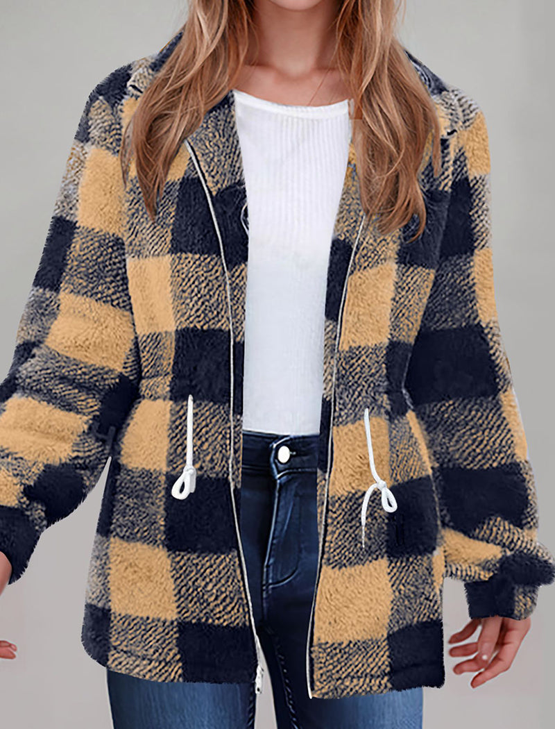 Plaid Pattern Zipper Jacket