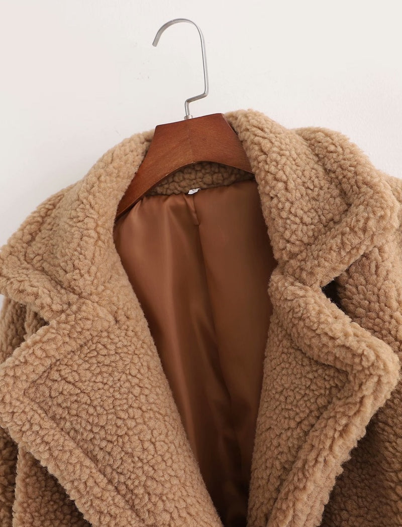 Teddy Coat with Notched Lapels