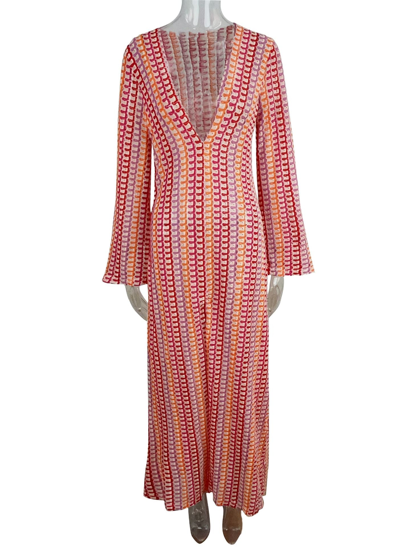 V-Neck Colorblock Maxi Dress