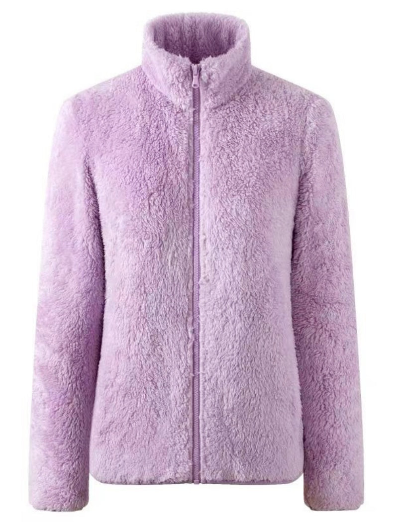 Fleece Zip-Up Jacket with Stand Collar