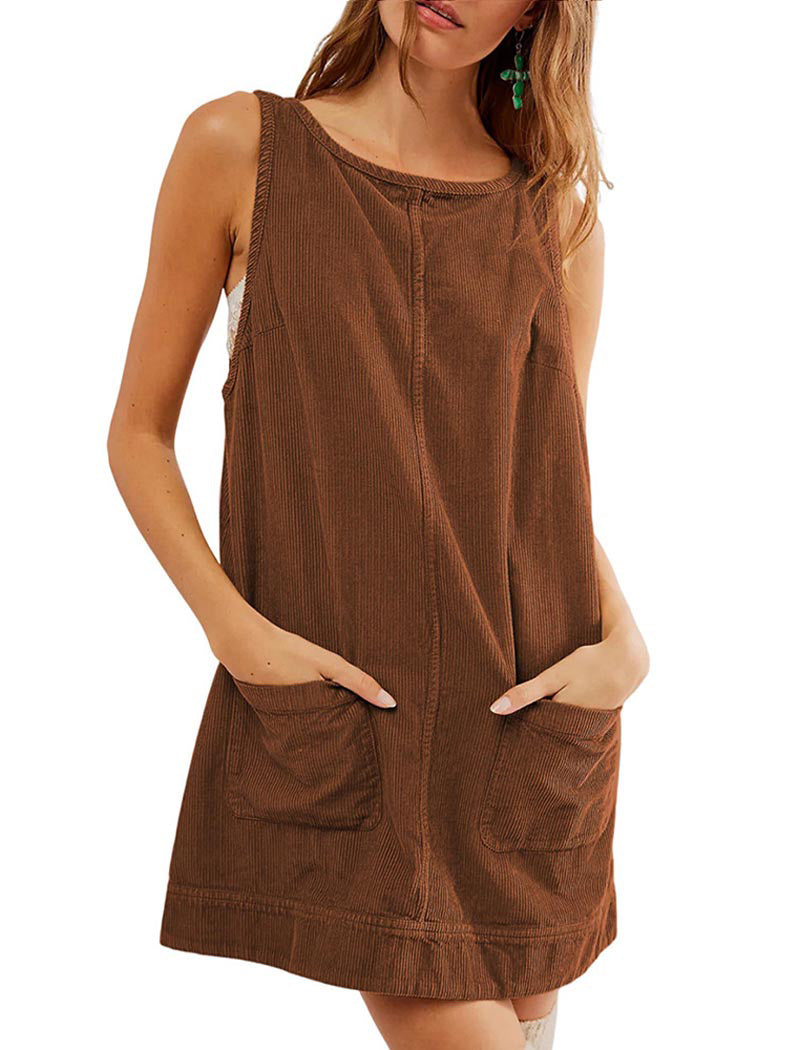 Sleeveless Corduroy Mini Dress
