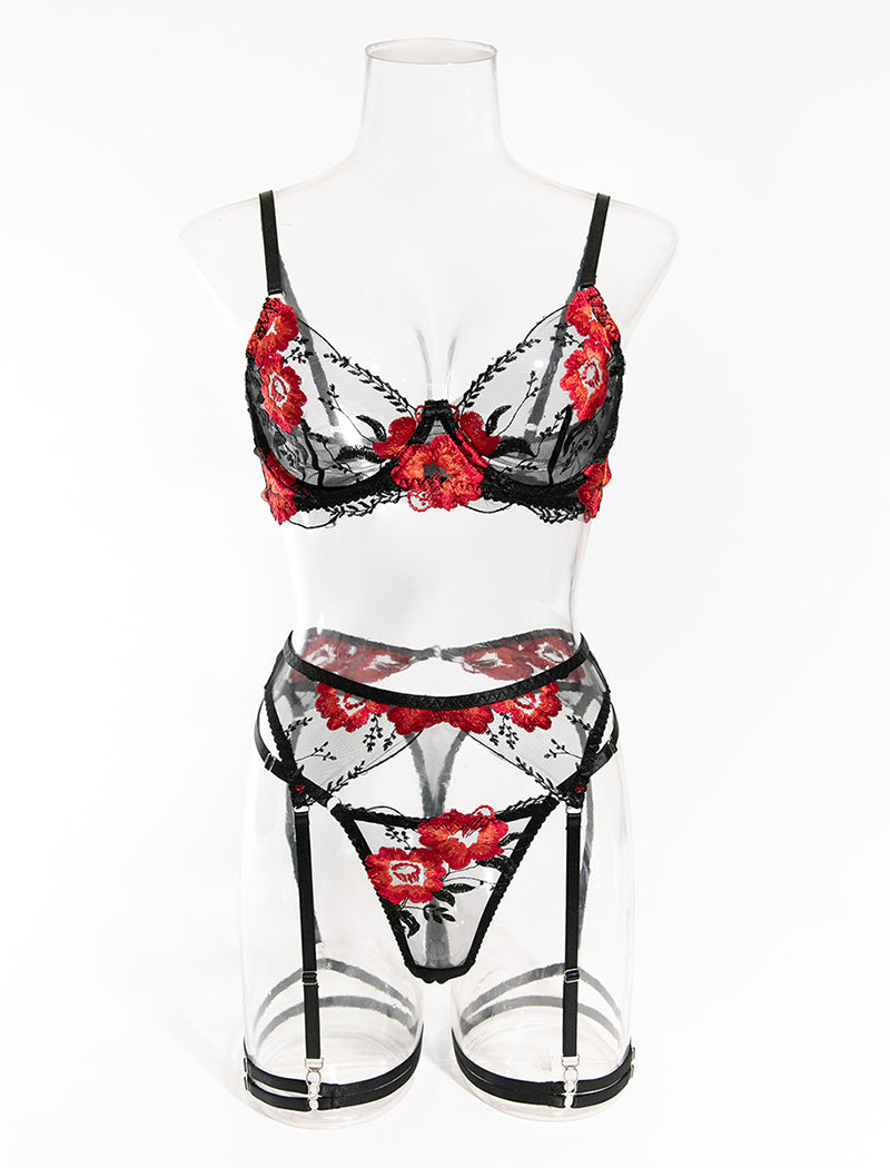 Mesh Shaping Bra & Panty 4 Pieces Set