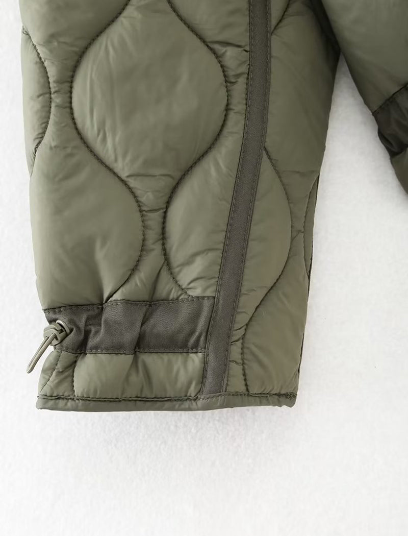 Quilted High-Collar Oversized Jacket