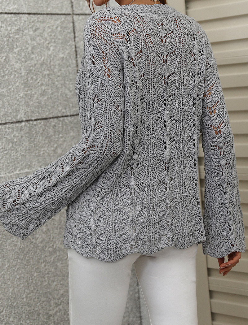 Crochet Knit Long-Sleeve Top