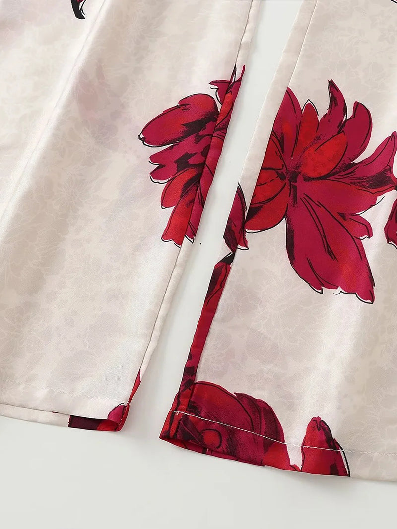 Floral Print Blazer and Pants Set