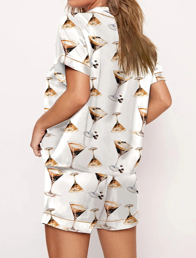 Ice Cream Bow Print Pajama Set