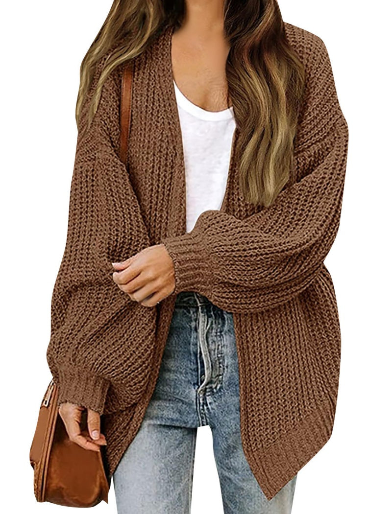 Lantern Sleeve Knit Cardigan