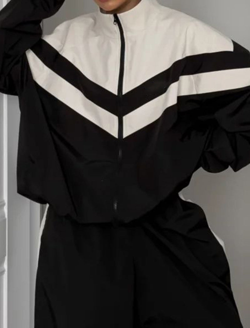 Striped Color-Block Jacket and Jogger Set