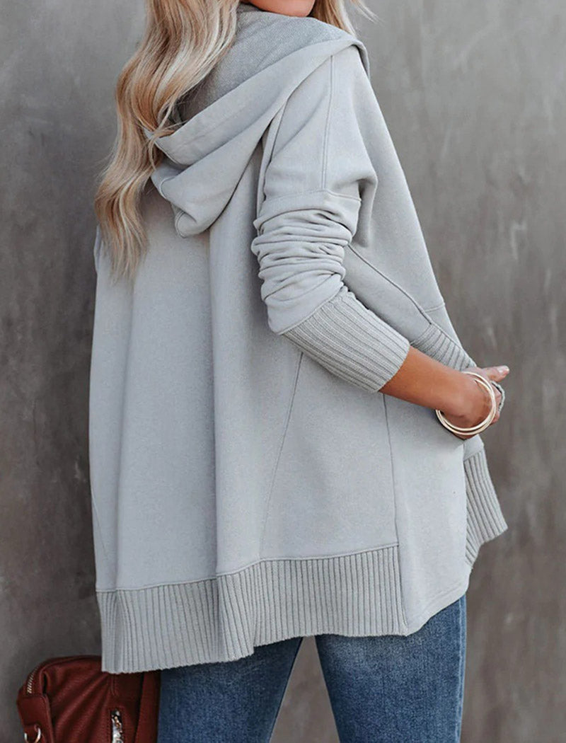 Hooded Buttoned Knit Top