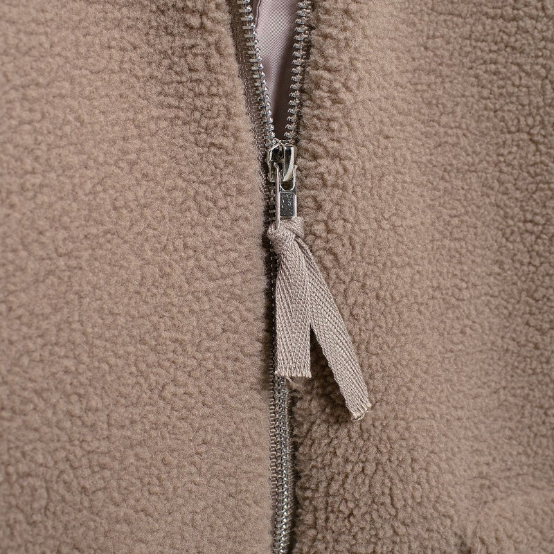 Zip-Up Teddy Jacket with Oversized Fit