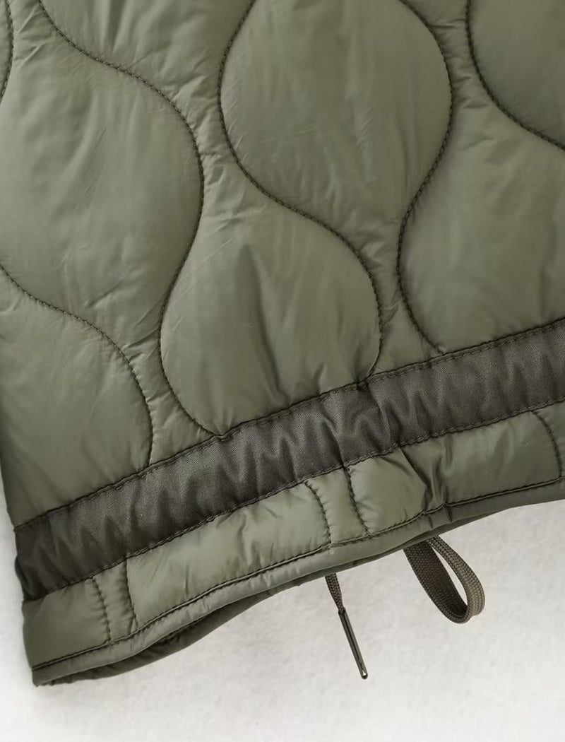 Quilted High-Collar Oversized Jacket