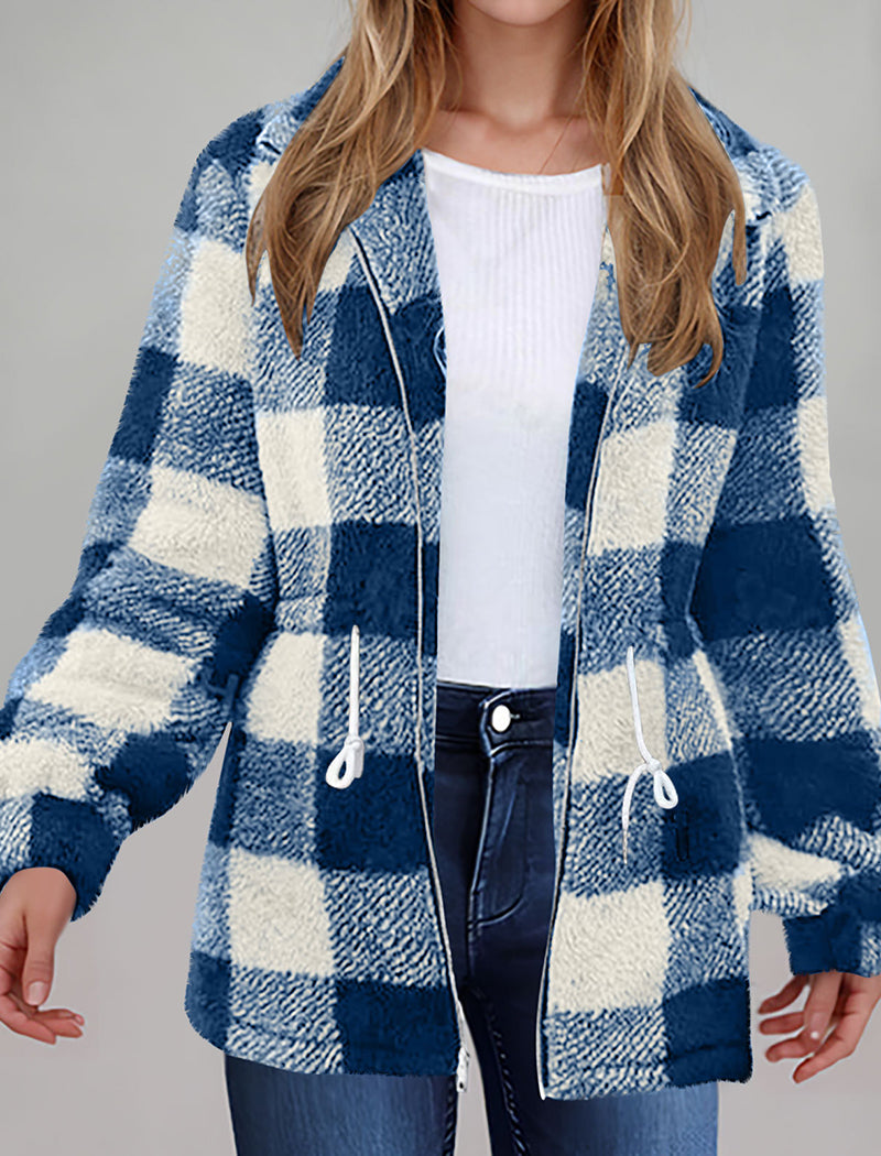 Plaid Pattern Zipper Jacket