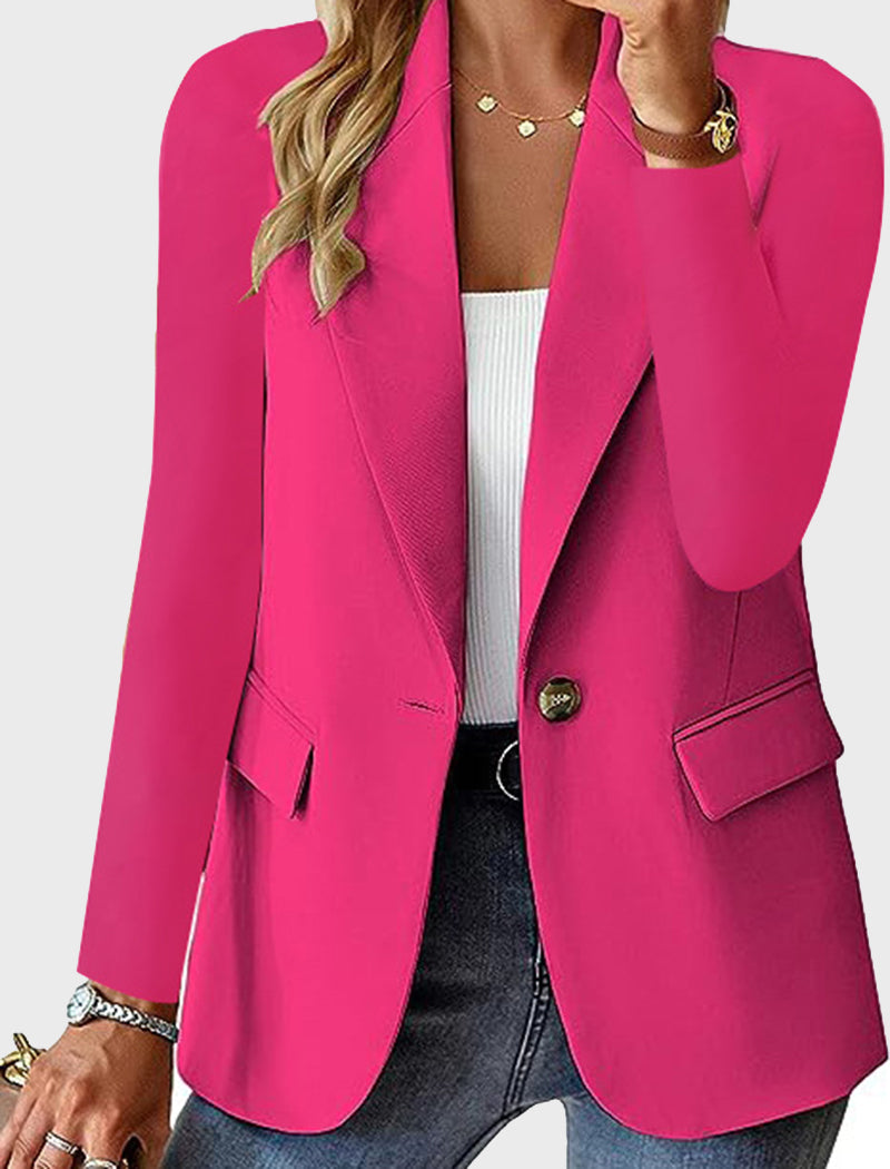 Notched Single-Button Blazer