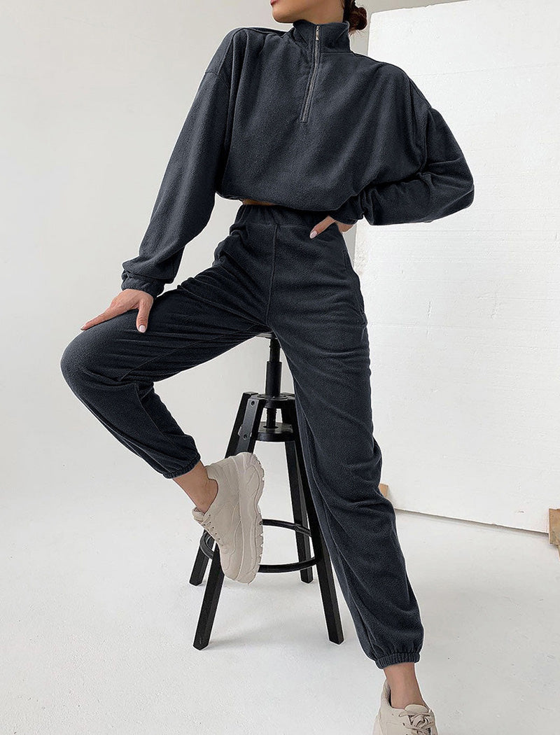Fleece Zip-Up Lounge Set