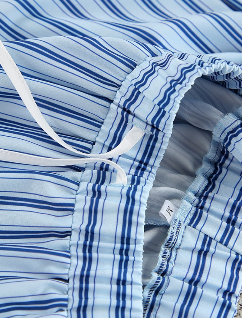Striped Lounge Set with Wide-Leg Pants