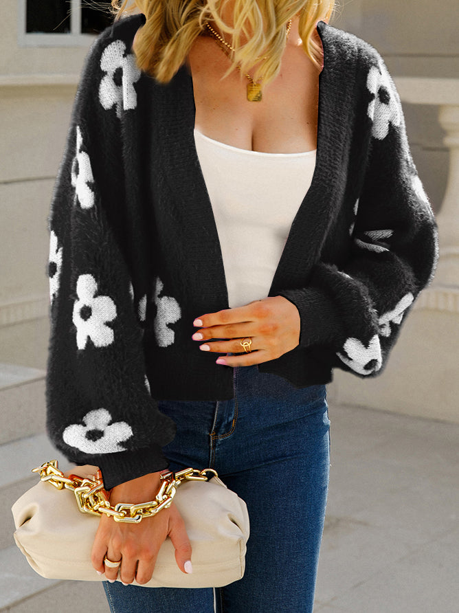 Floral Open-Front Cardigan
