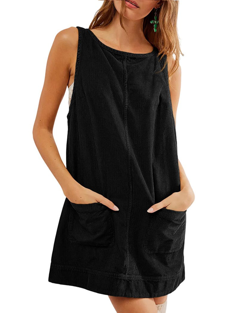 Sleeveless Corduroy Mini Dress