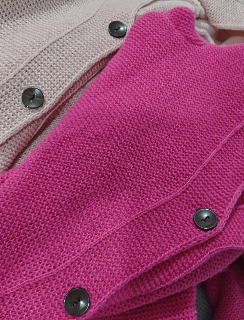 Oversized Button-Up Knit Hooded Cardigan