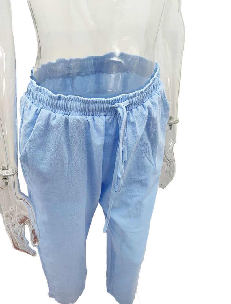 Drawstring Wide-Leg Pants