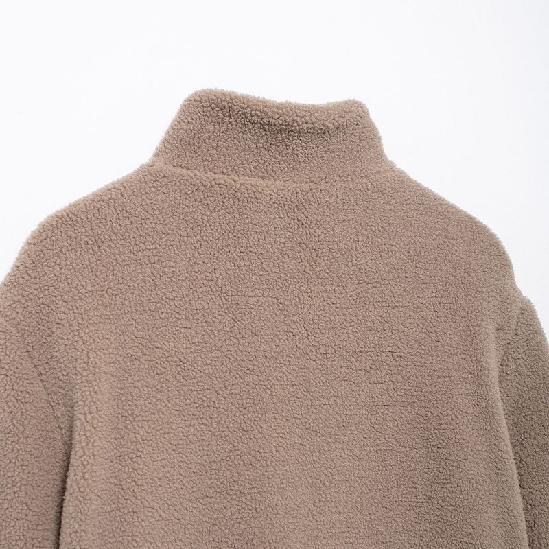 Zip-Up Teddy Jacket with Oversized Fit