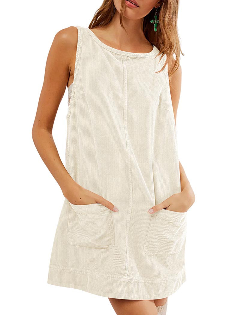 Sleeveless Corduroy Mini Dress