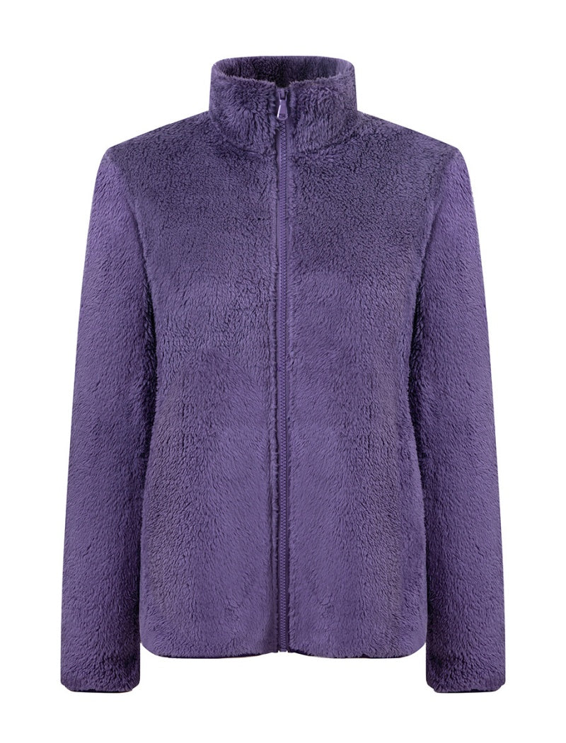 Fleece Zip-Up Jacket with Stand Collar