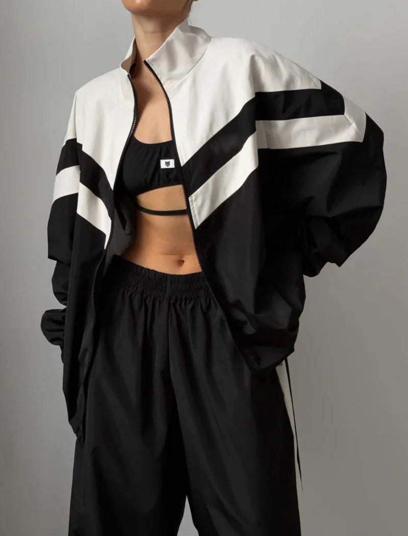 Striped Color-Block Jacket and Jogger Set