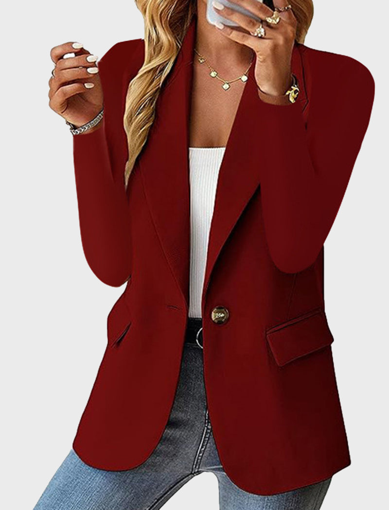 Notched Single-Button Blazer