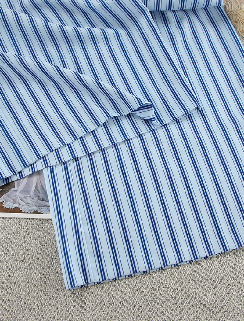 Striped Lounge Set with Wide-Leg Pants