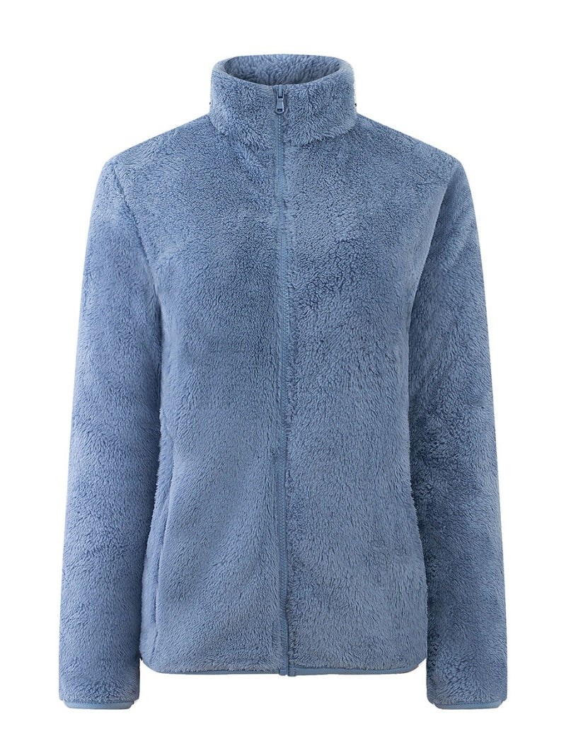 Fleece Zip-Up Jacket with Stand Collar