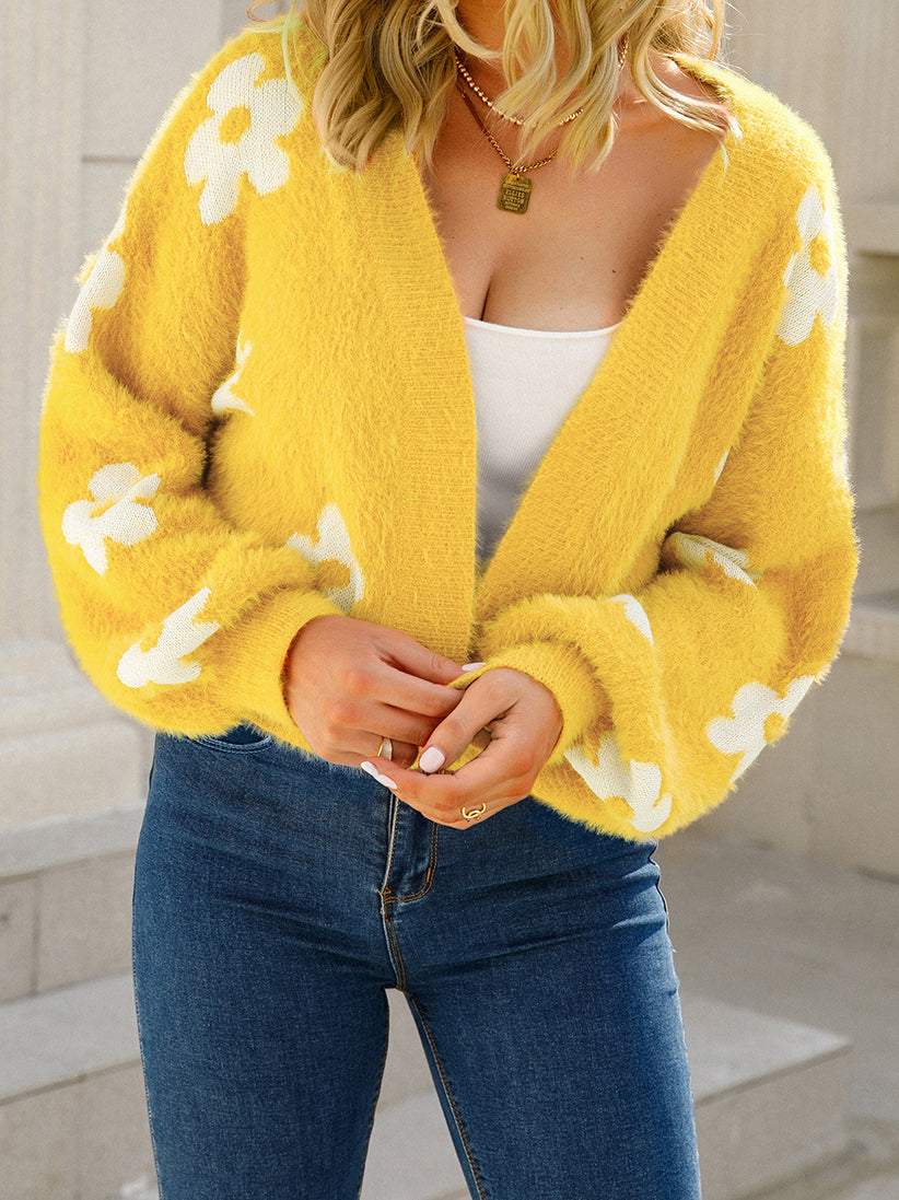 Floral Open-Front Cardigan