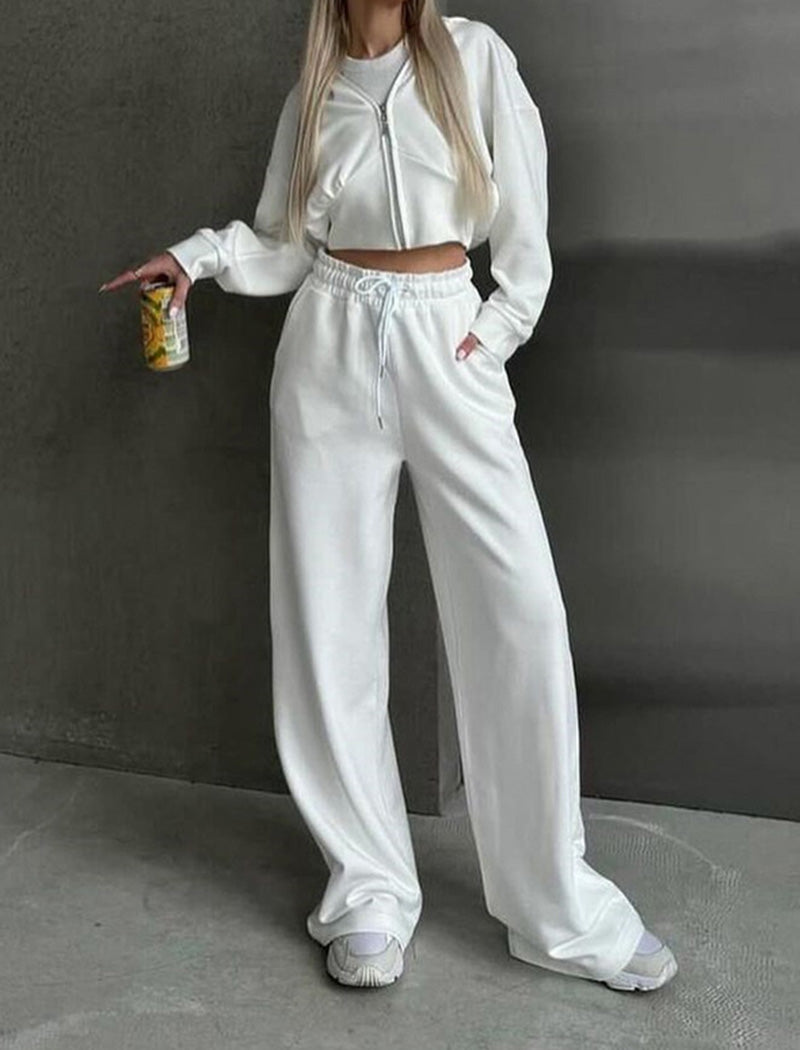 Cropped Zip-Up Hoodie and Joggers Set