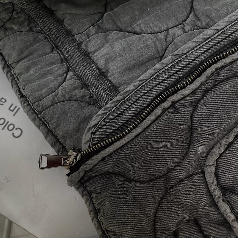 Quilted Cropped Jacket with Front Pockets