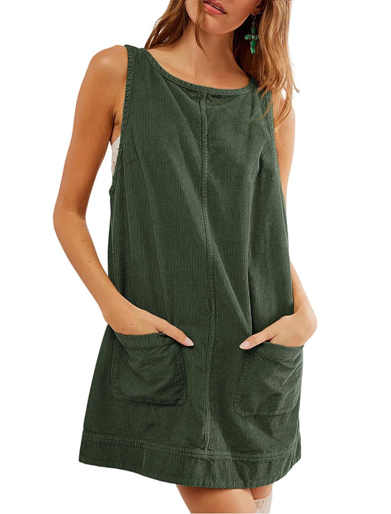 Sleeveless Corduroy Mini Dress