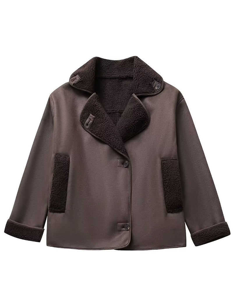 Loose Faux Fur Lined Jacket