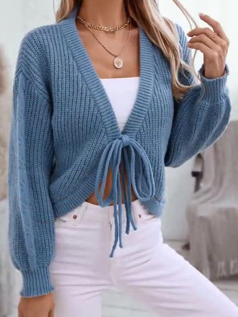 Knotted V-Neck Sweater