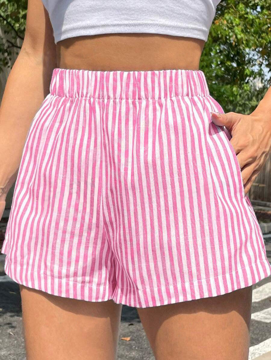Striped High-Waisted Shorts