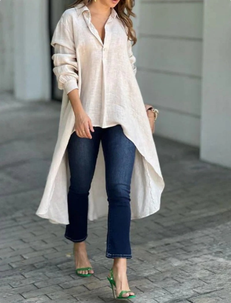 Oversized Asymmetric Shirt Tunic