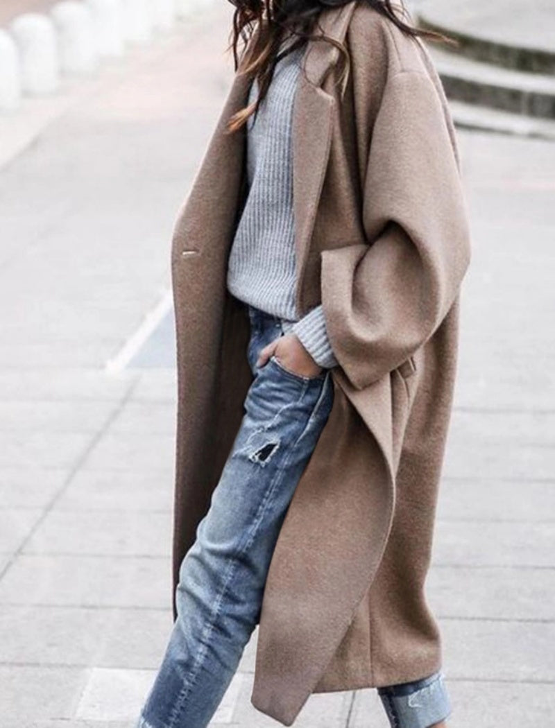 Casual Solid Coat with Loose Fit