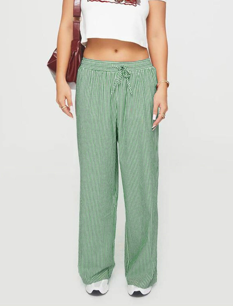 Striped High-Waist Wide-Leg Pants