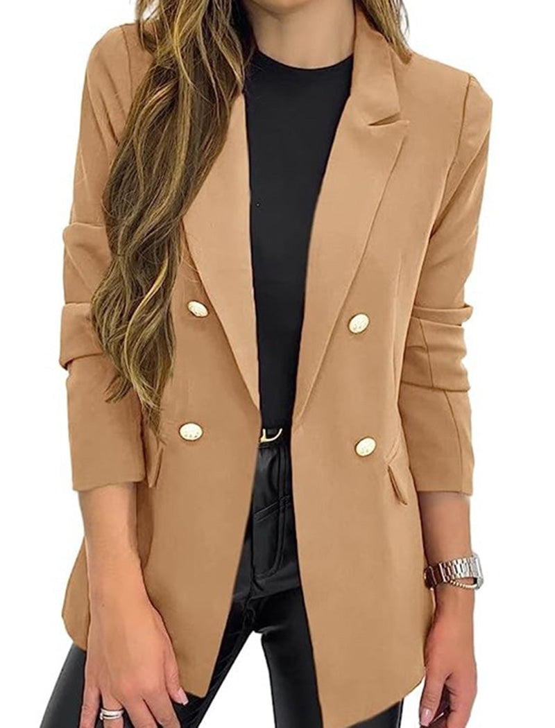 Buttoned Double-Breasted Blazer