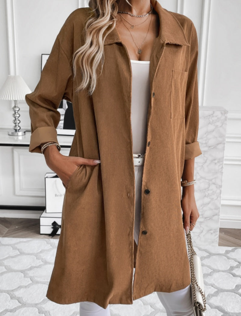 Oversized Button-Up Corduroy Jacket