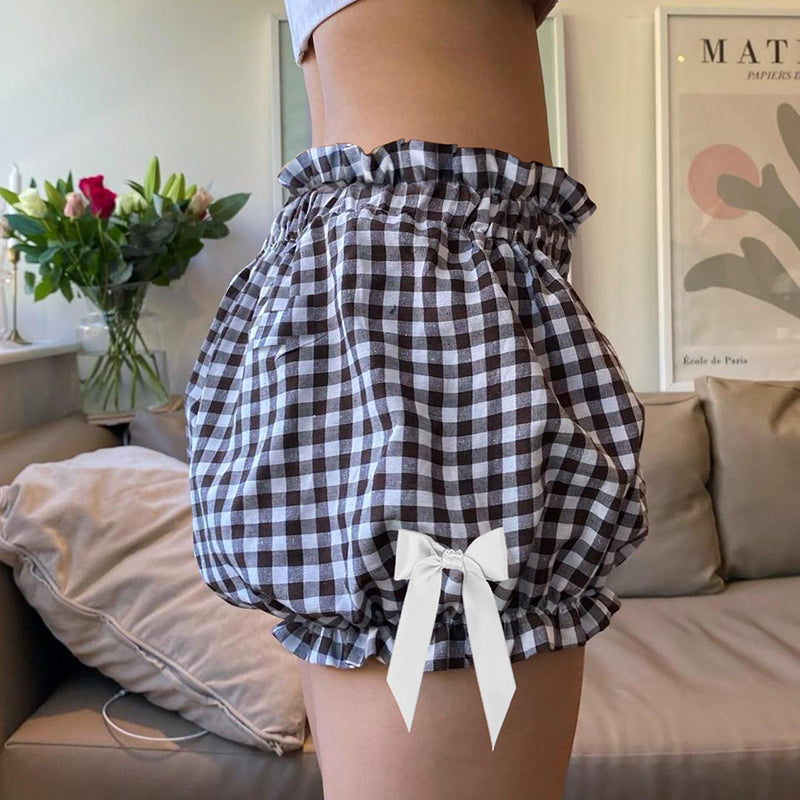 Bow Tie Plaid Shorts
