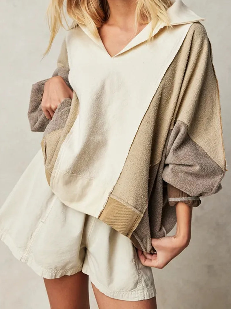 Patchwork Collar Pullover